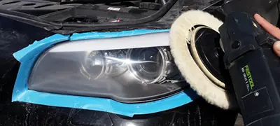 Polish far BMW cu polizor profesional, atelier Folie Auto Tecuci
